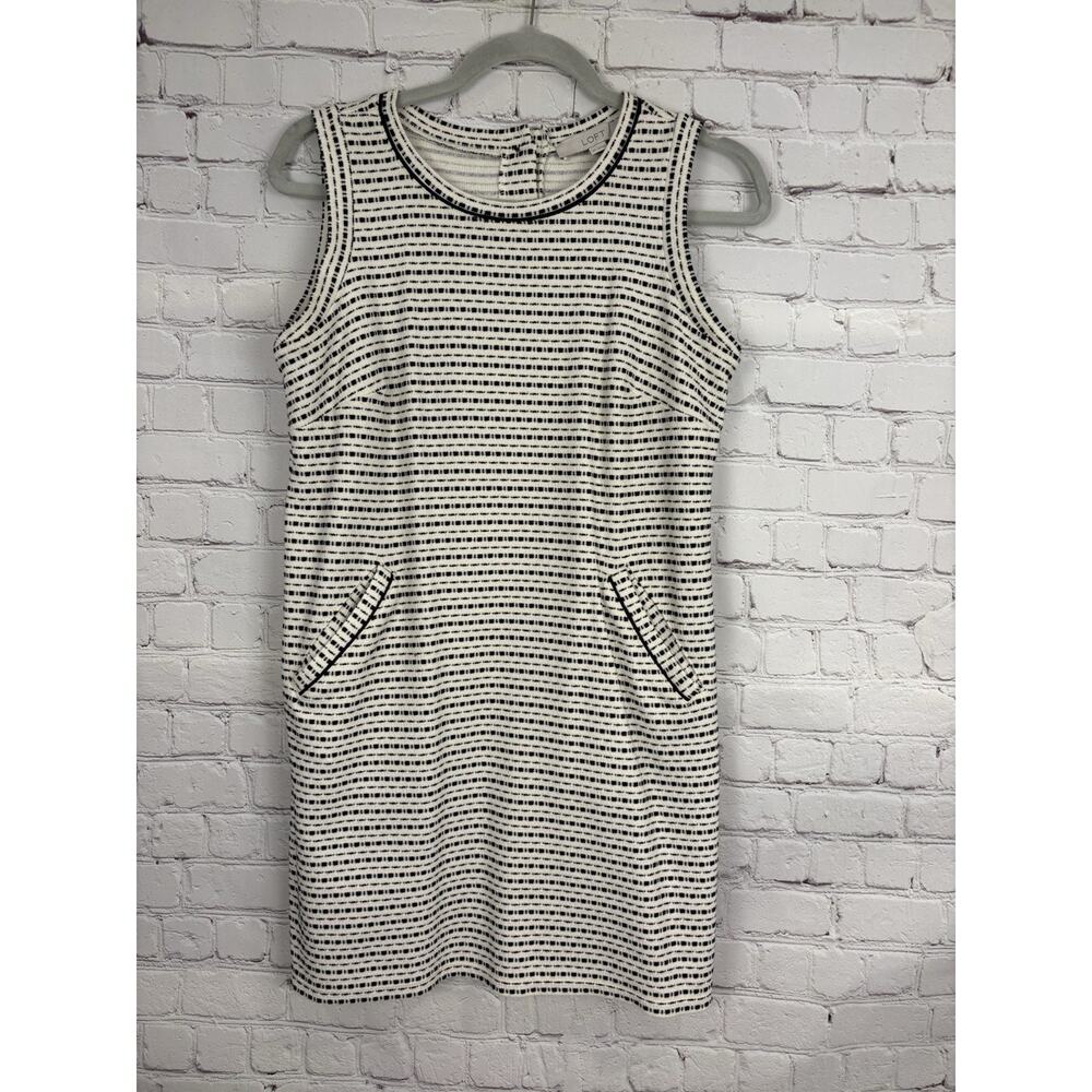 Ann Taylor Loft Black Ivory Morse Code Shift Dress SP Excellent